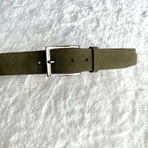 NEW: Cole Haan Unisex Olive Green Genuine Suede Belt (Size 26-32)